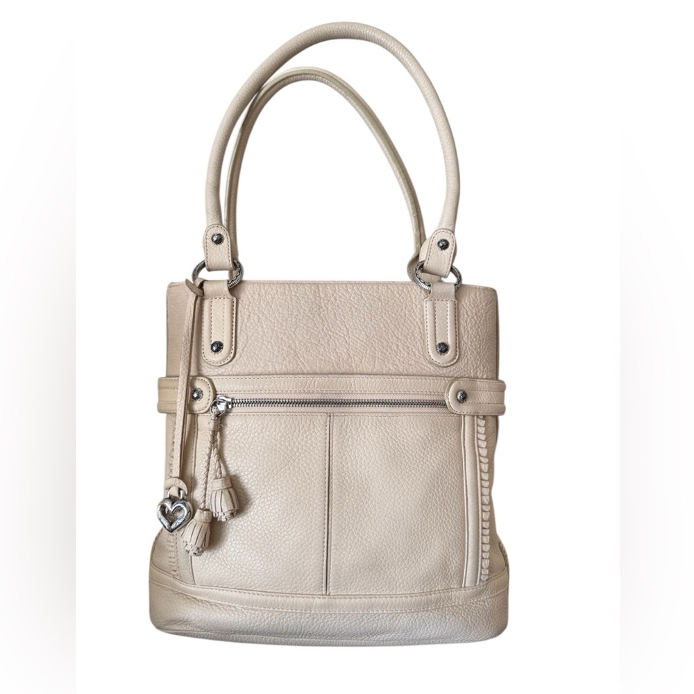Brighton Dominique Pebbled Leather Shoulder Bag in Cream